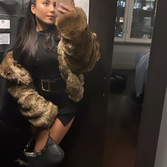 Brown Faux Fur Jacket - Size SMALL - Picture 3 of 3